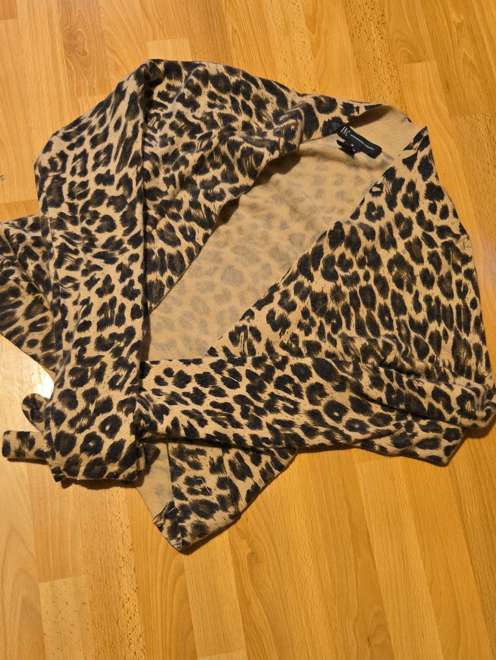 INC International Concepts Leopard Cardigan - Black & Tan